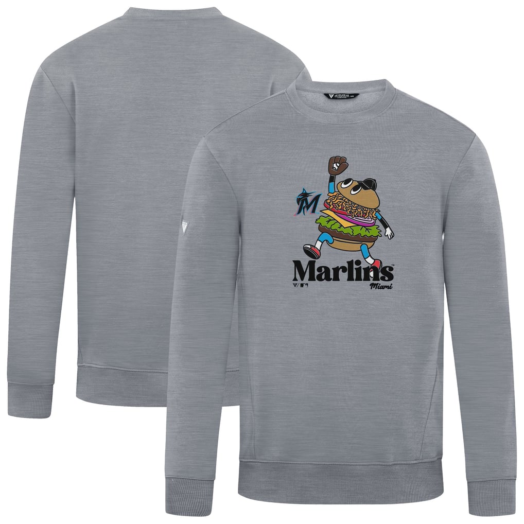  Miami Marlins Levelwear Zane Ballpark Food Pullover Sweatshirt - Gray